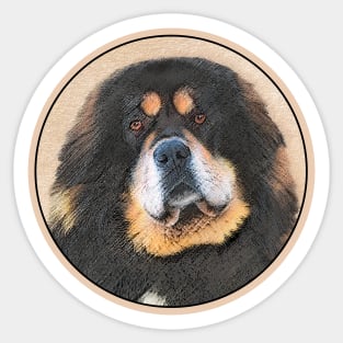 Tibetan Mastiff Painting - Cute Original Dog Art Sticker